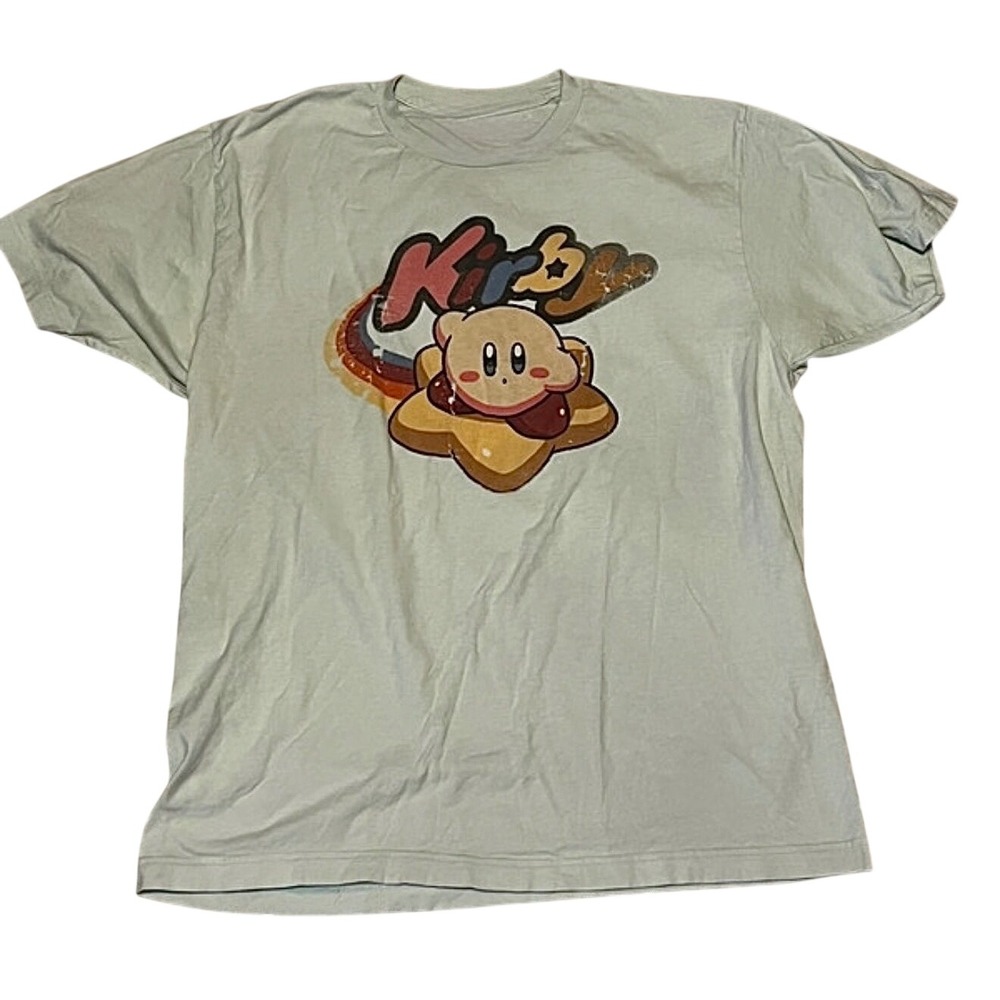 Gildan Kirby Graphic T-Shirt Women Small White Excellent Nintendo Retro Tee
